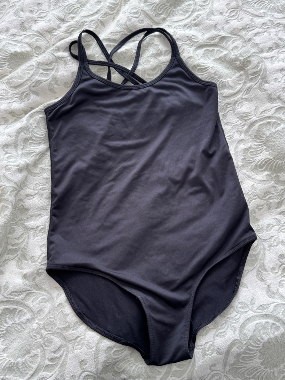 Joe Fresh Black Girls One-Piece Swim Suit with Crisscross Back